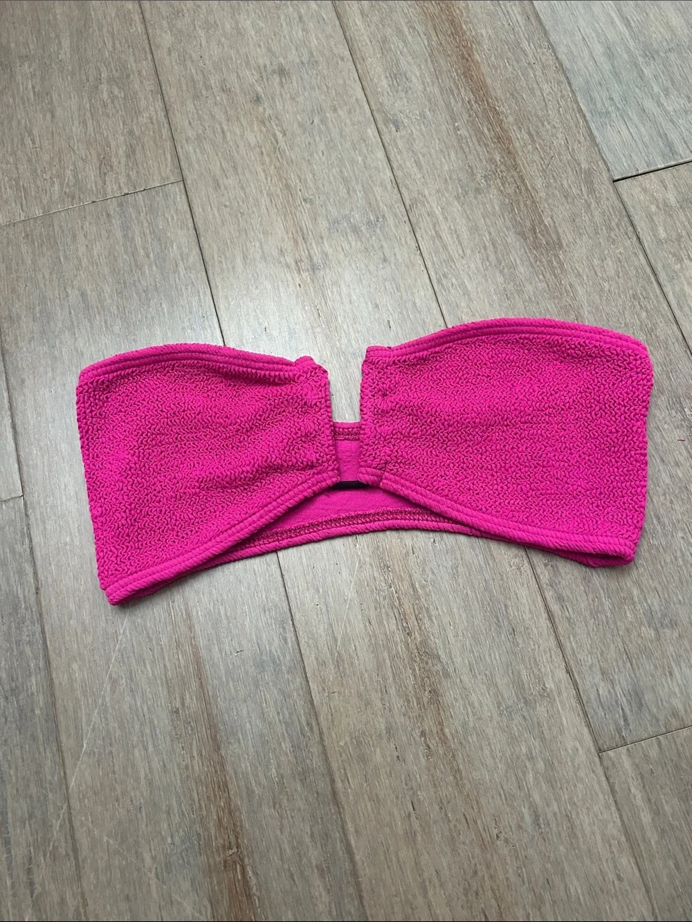 bond-eye Hot Pink Textured Bandeau Bikini Top